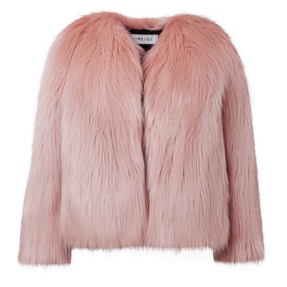 IVY REVEL pink "cookie" faux fur coat